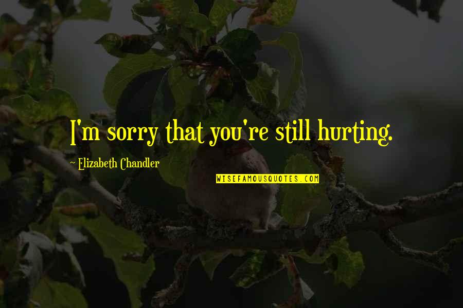 Piuropusz Quotes By Elizabeth Chandler: I'm sorry that you're still hurting. Piuropusz Quotes By Elizabeth Chandler: I'm sorry that you're still hurting.