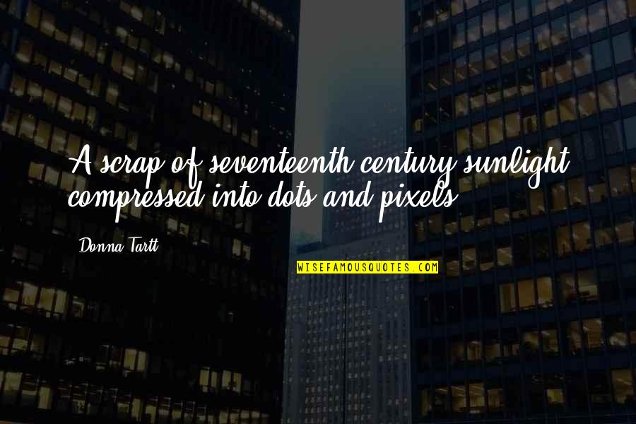 Pixels Quotes By Donna Tartt: A scrap of seventeenth-century sunlight compressed into dots