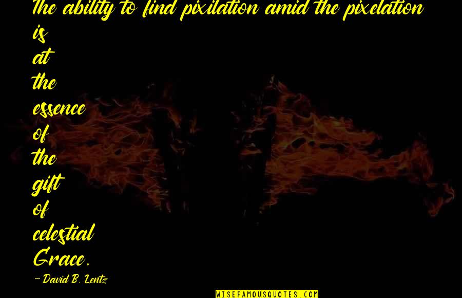 Pixilation Quotes By David B. Lentz: The ability to find pixilation amid the pixelation