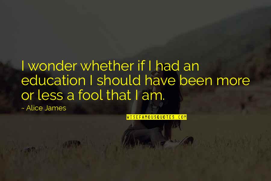 Piyo Reviews Quotes By Alice James: I wonder whether if I had an education Piyo Reviews Quotes By Alice James: I wonder whether if I had an education