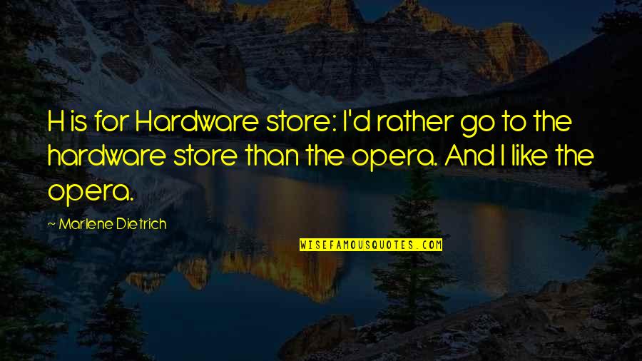 Pizzahut Quotes By Marlene Dietrich: H is for Hardware store: I'd rather go