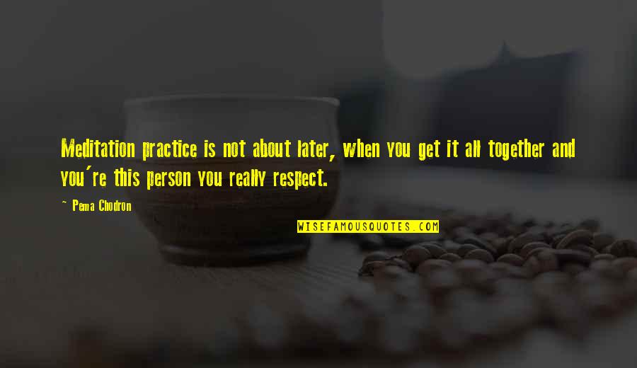 Pizzicato Lake Quotes By Pema Chodron: Meditation practice is not about later, when you Pizzicato Lake Quotes By Pema Chodron: Meditation practice is not about later, when you