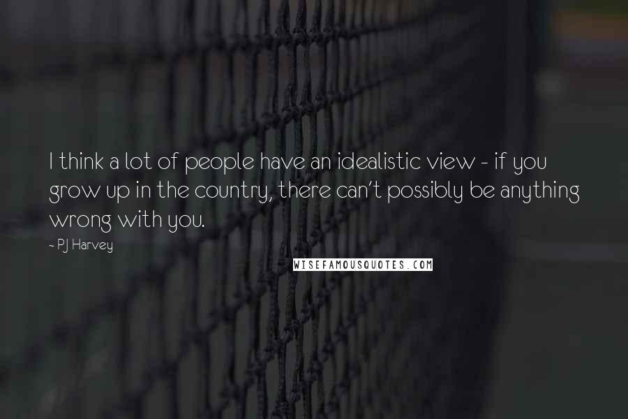 PJ Harvey quotes: I think a lot of people have an idealistic view - if you grow up in the country, there can't possibly be anything wrong with you.