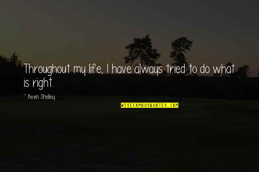 Placards For Inspirational Quotes By Kevin Shelley: Throughout my life, I have always tried to Placards For Inspirational Quotes By Kevin Shelley: Throughout my life, I have always tried to