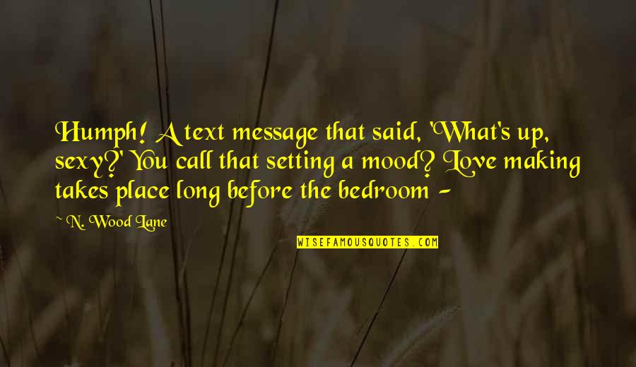 Place Making Quotes By N. Wood Lane: Humph! A text message that said, 'What's up,
