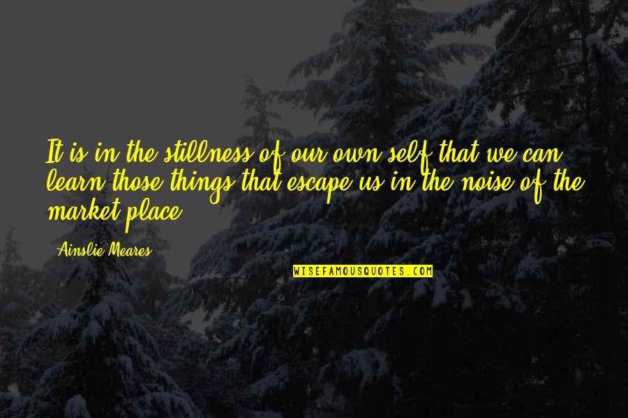 Place To Escape Quotes By Ainslie Meares: It is in the stillness of our own