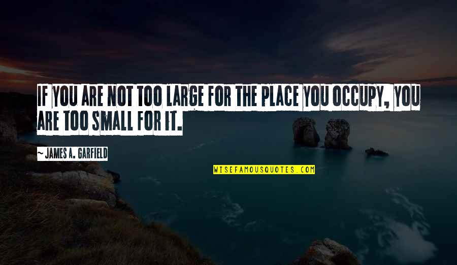 Place Too Quotes By James A. Garfield: If you are not too large for the