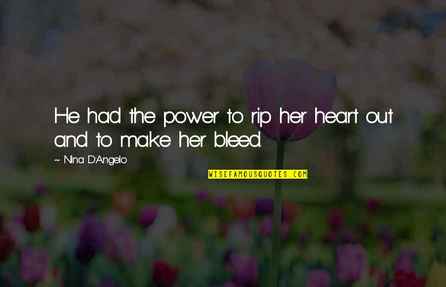 Placentera In Spanish Quotes By Nina D'Angelo: He had the power to rip her heart Placentera In Spanish Quotes By Nina D'Angelo: He had the power to rip her heart