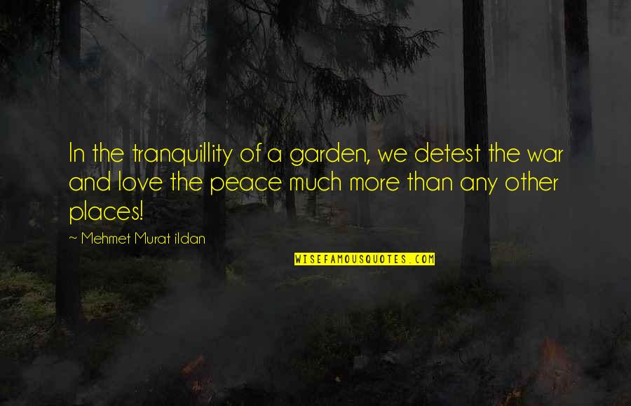 Places Of Peace Quotes By Mehmet Murat Ildan: In the tranquillity of a garden, we detest