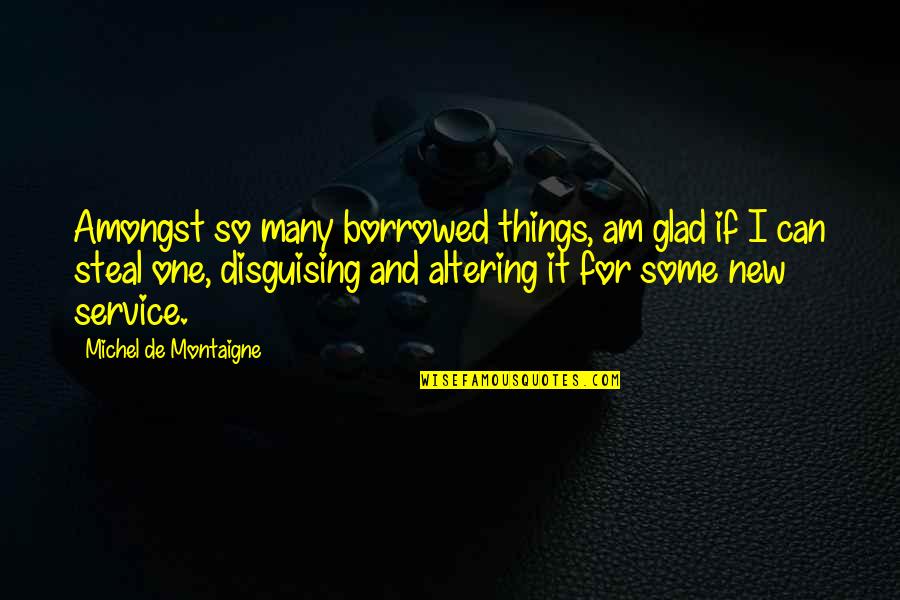 Plagiarism Quotes By Michel De Montaigne: Amongst so many borrowed things, am glad if