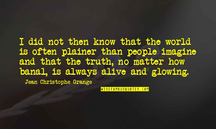 Plainer Quotes By Jean-Christophe Grange: I did not then know that the world