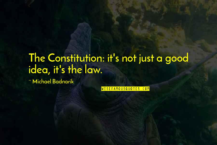 Plainsong Novel Quotes By Michael Badnarik: The Constitution: it's not just a good idea,