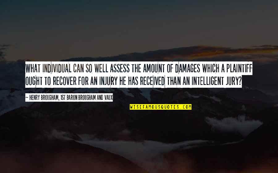 Plaintiff's Quotes By Henry Brougham, 1st Baron Brougham And Vaux: What individual can so well assess the amount