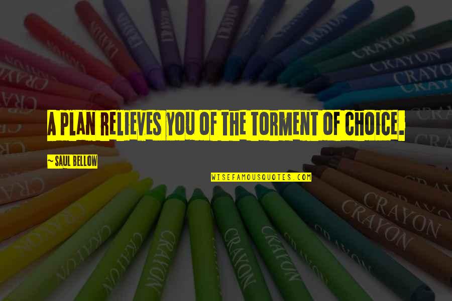 Plan A Plan Quotes By Saul Bellow: A plan relieves you of the torment of Plan A Plan Quotes By Saul Bellow: A plan relieves you of the torment of