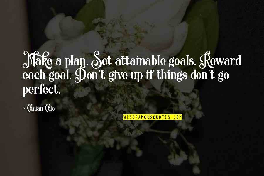 Plan And Goal Quotes By Carian Cole: Make a plan. Set attainable goals. Reward each
