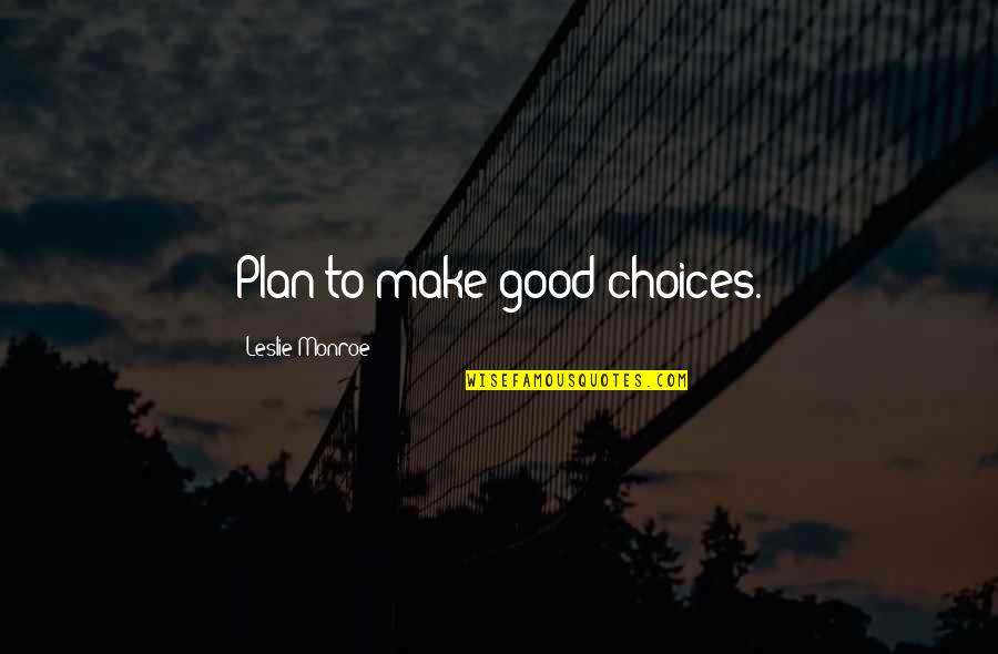 Plan B Inspirational Quotes By Leslie Monroe: Plan to make good choices.