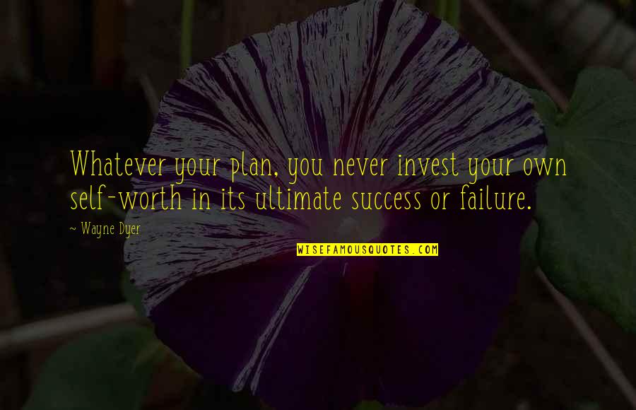 Plan For Success Quotes By Wayne Dyer: Whatever your plan, you never invest your own