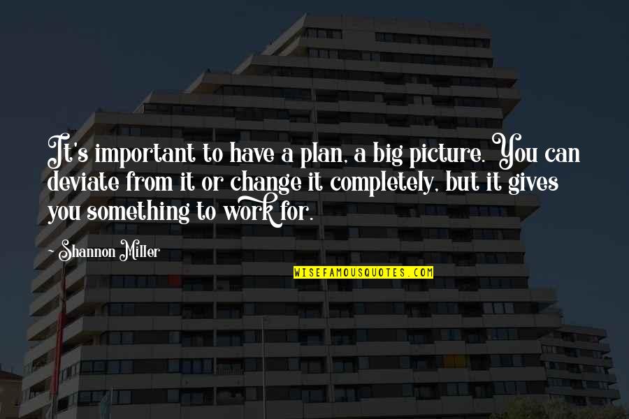 Plan Work Quotes By Shannon Miller: It's important to have a plan, a big