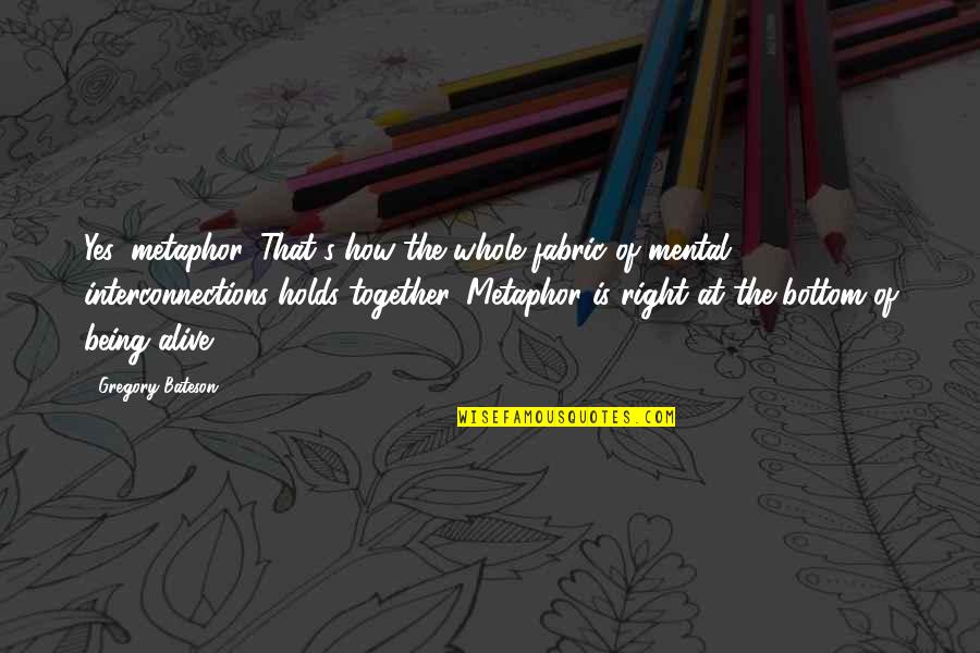 Plane Take Off Quotes By Gregory Bateson: Yes, metaphor. That's how the whole fabric of