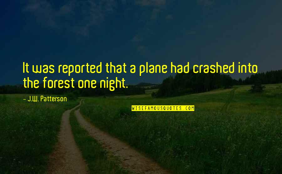 Plane That Crashed Quotes By J.W. Patterson: It was reported that a plane had crashed