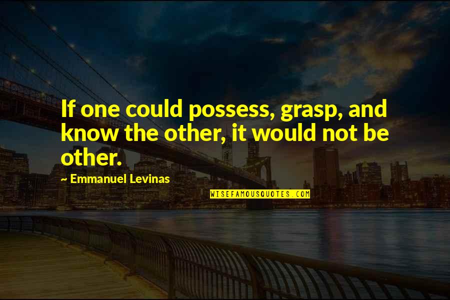 Planetesimals Quotes By Emmanuel Levinas: If one could possess, grasp, and know the
