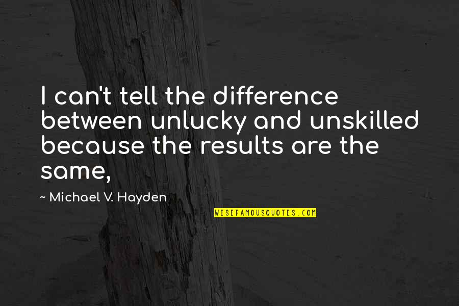 Planetterp Quotes By Michael V. Hayden: I can't tell the difference between unlucky and