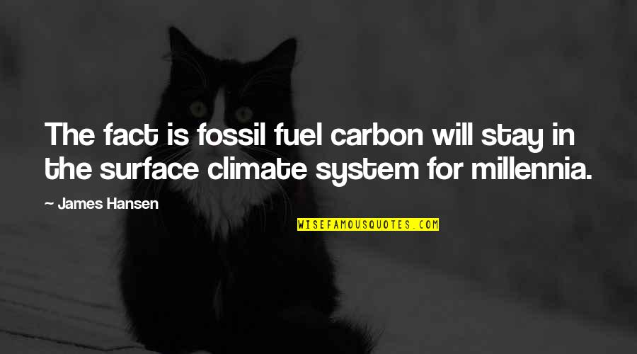 Planned Candid Quotes By James Hansen: The fact is fossil fuel carbon will stay