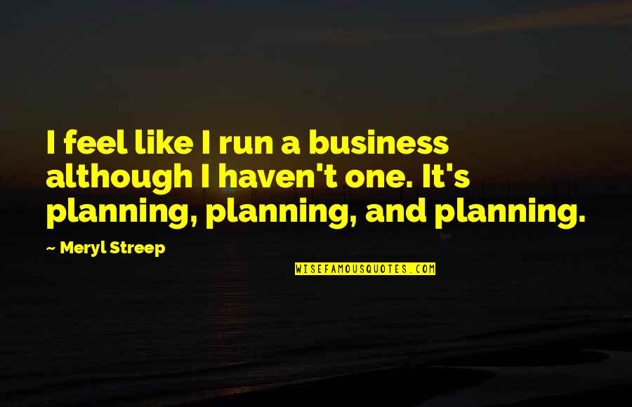 Planning In Business Quotes By Meryl Streep: I feel like I run a business although