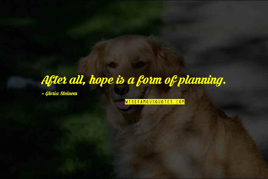 Planning Life Quotes By Gloria Steinem: After all, hope is a form of planning.