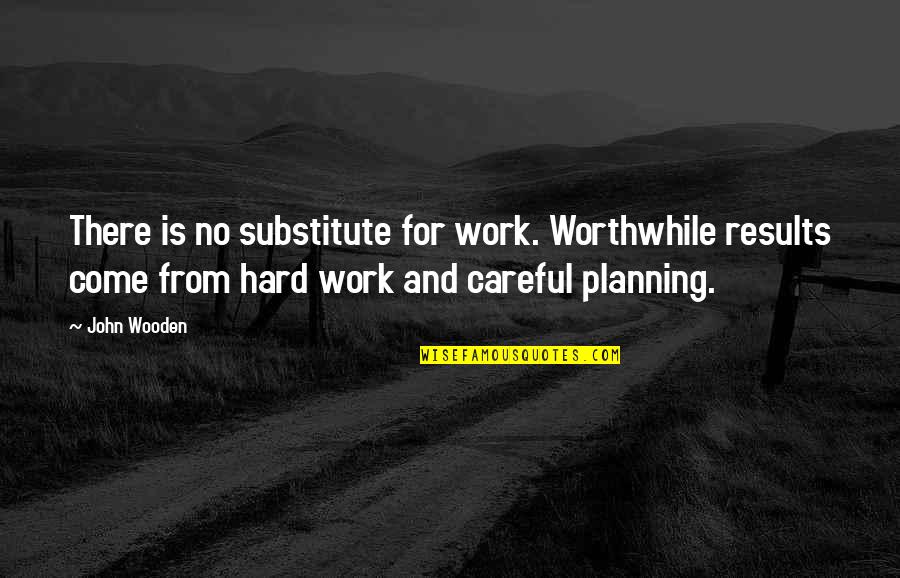 Planning Your Work Quotes By John Wooden: There is no substitute for work. Worthwhile results