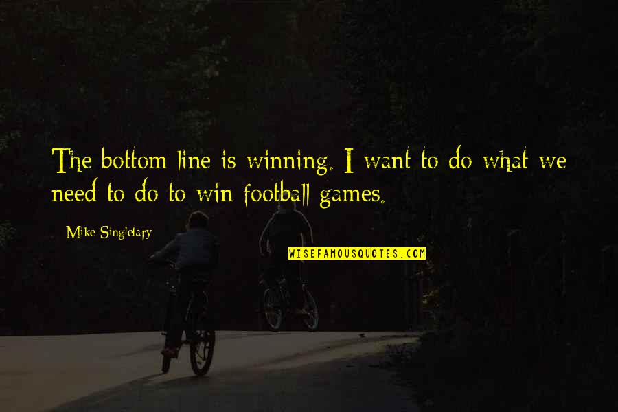 Planningsagenda Quotes By Mike Singletary: The bottom line is winning. I want to