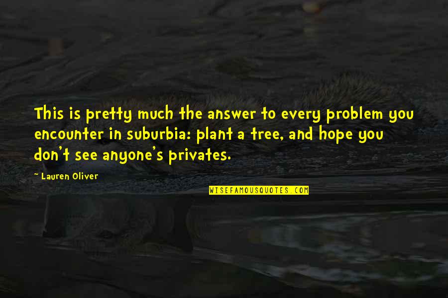 Plant A Tree Best Quotes By Lauren Oliver: This is pretty much the answer to every Plant A Tree Best Quotes By Lauren Oliver: This is pretty much the answer to every