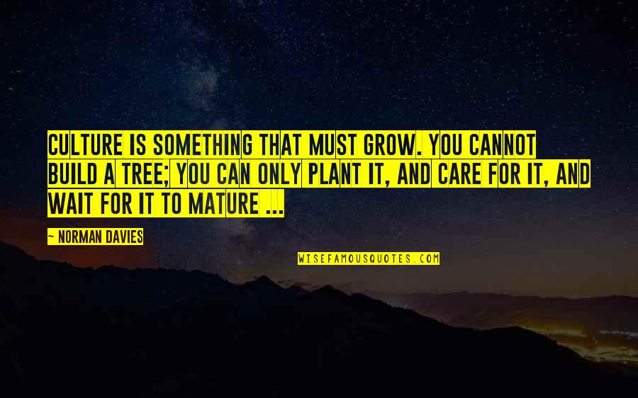 Plant A Tree Quotes By Norman Davies: Culture is something that must grow. You cannot