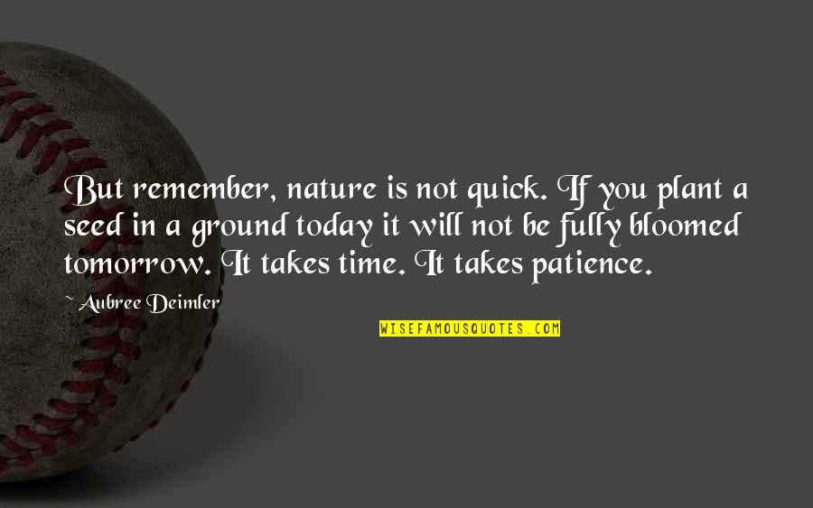 Plant Quotes By Aubree Deimler: But remember, nature is not quick. If you