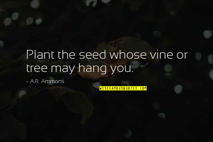 Plant Tree Quotes By A.R. Ammons: Plant the seed whose vine or tree may