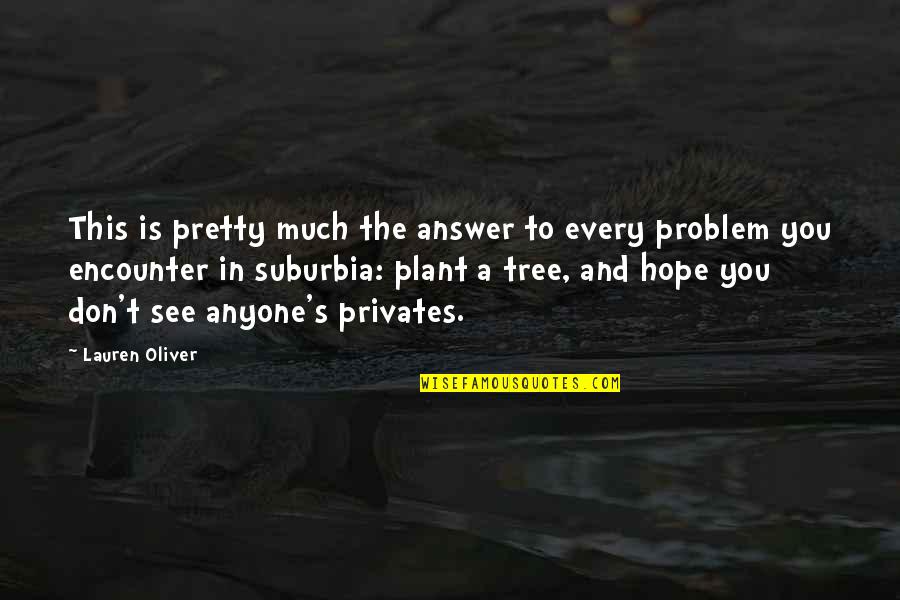 Plant Tree Quotes By Lauren Oliver: This is pretty much the answer to every