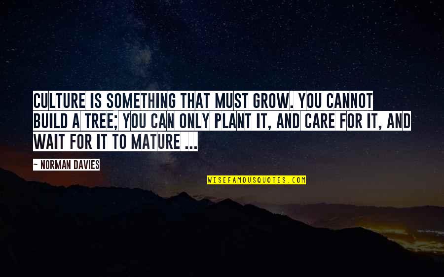 Plant Tree Quotes By Norman Davies: Culture is something that must grow. You cannot
