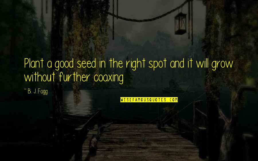 Plant Your Seed Quotes By B. J. Fogg: Plant a good seed in the right spot