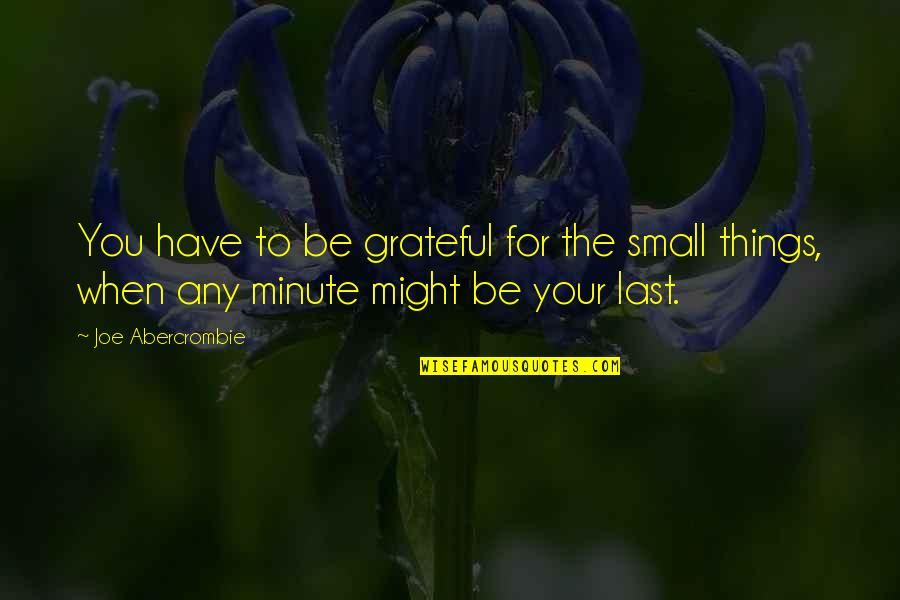 Plaque Going Away Quotes By Joe Abercrombie: You have to be grateful for the small