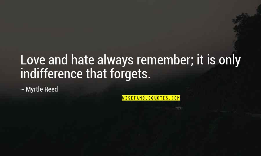 Plasson Chicken Quotes By Myrtle Reed: Love and hate always remember; it is only