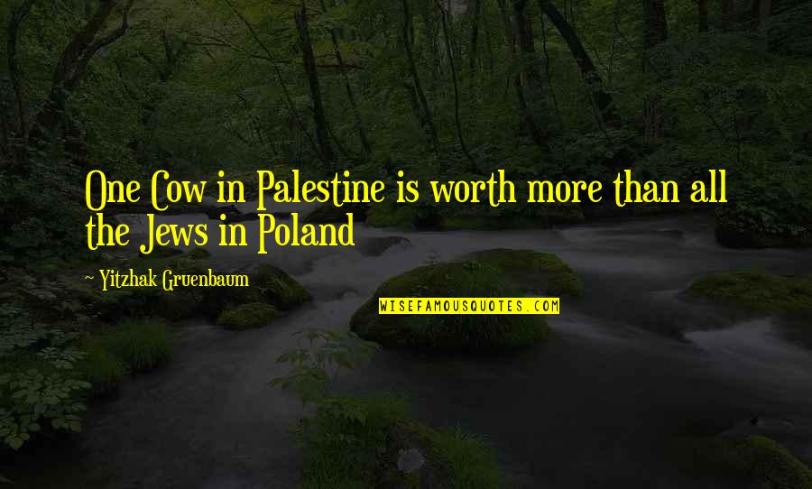 Plastically Anything Quotes By Yitzhak Gruenbaum: One Cow in Palestine is worth more than Plastically Anything Quotes By Yitzhak Gruenbaum: One Cow in Palestine is worth more than