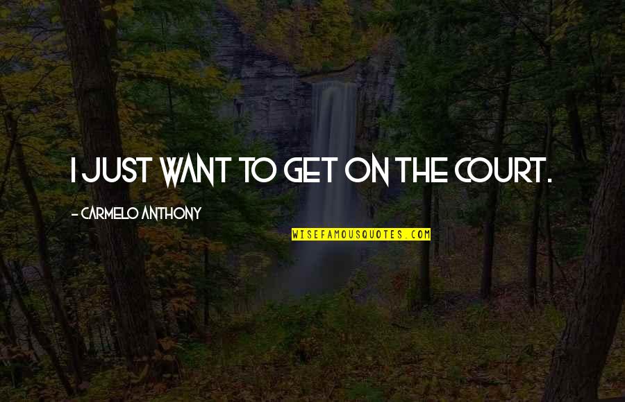 Plasticized Concrete Quotes By Carmelo Anthony: I just want to get on the court. Plasticized Concrete Quotes By Carmelo Anthony: I just want to get on the court.