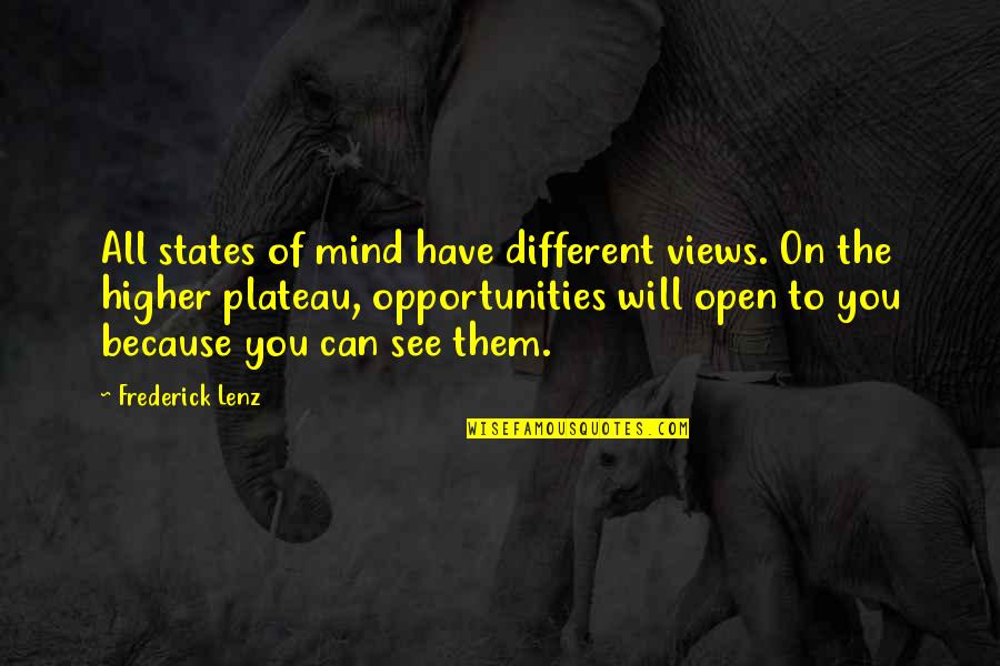 Plateau Quotes By Frederick Lenz: All states of mind have different views. On