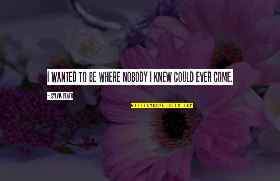 Plath Quotes By Sylvia Plath: I wanted to be where nobody I knew