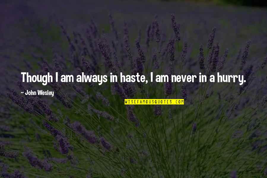 Platino Cleancut Quotes By John Wesley: Though I am always in haste, I am Platino Cleancut Quotes By John Wesley: Though I am always in haste, I am