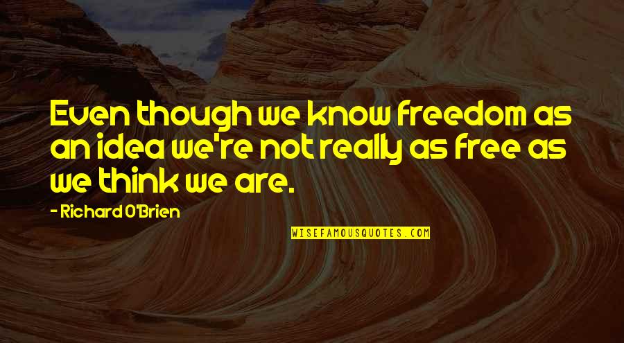 Platinum The Trinity Quotes By Richard O'Brien: Even though we know freedom as an idea Platinum The Trinity Quotes By Richard O'Brien: Even though we know freedom as an idea