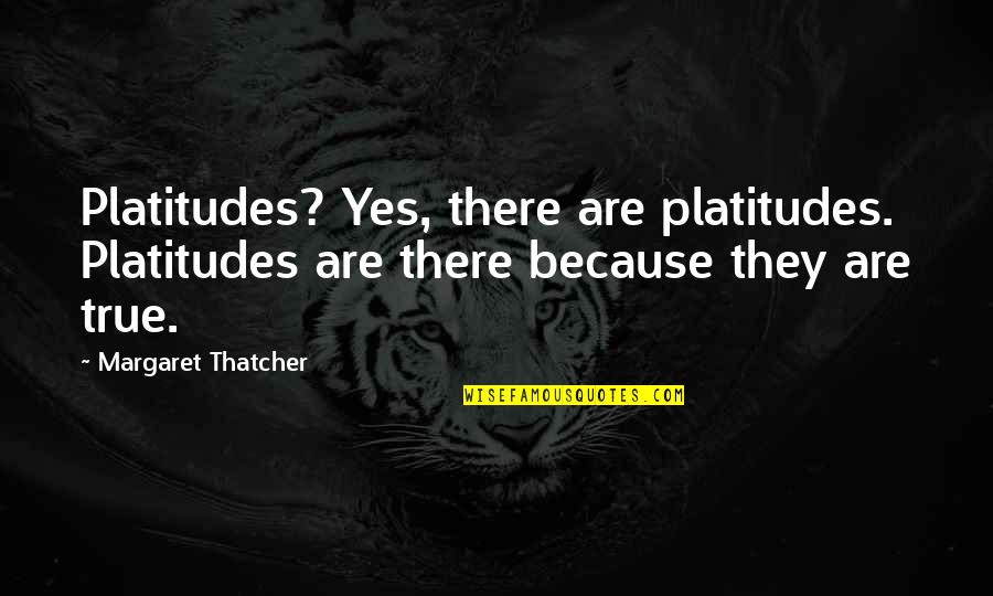 Platitudes Quotes By Margaret Thatcher: Platitudes? Yes, there are platitudes. Platitudes are there