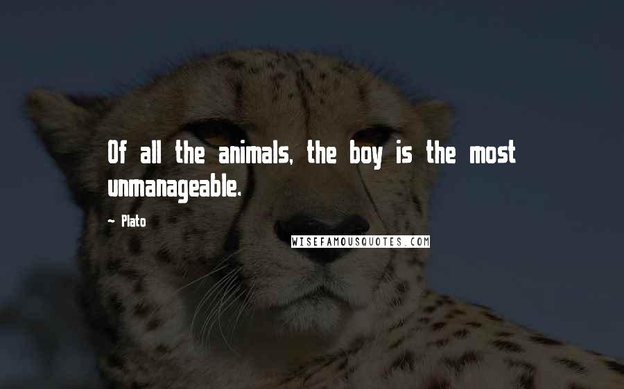 Plato quotes: Of all the animals, the boy is the most unmanageable.