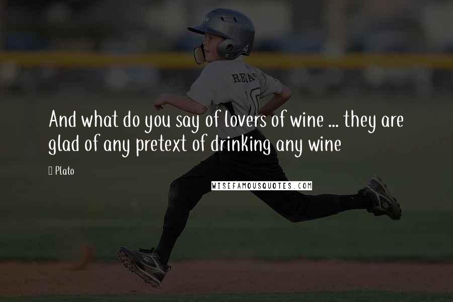 Plato quotes: And what do you say of lovers of wine ... they are glad of any pretext of drinking any wine