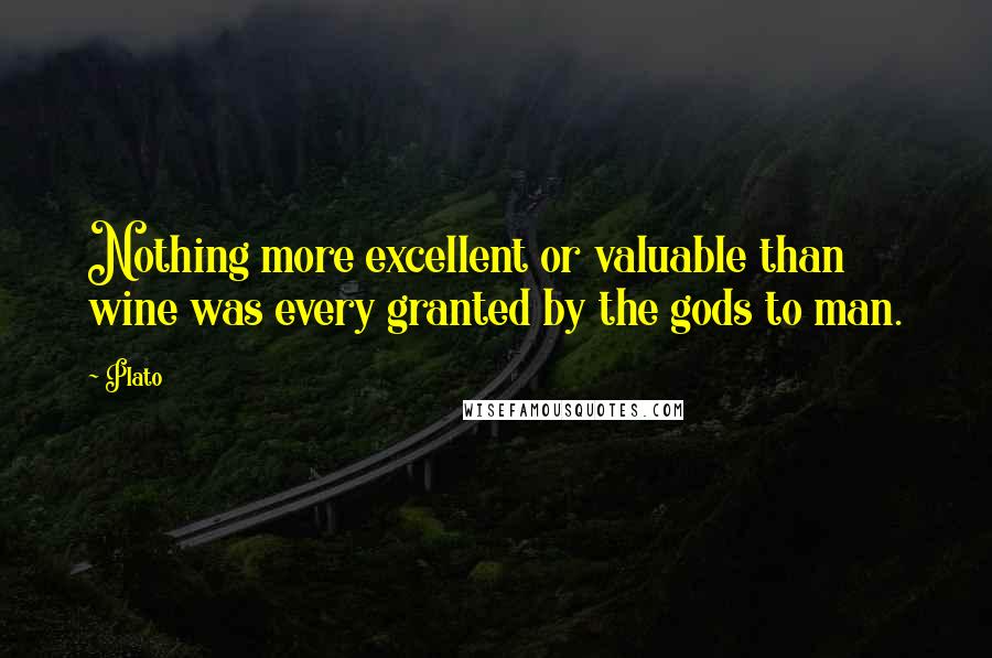 Plato quotes: Nothing more excellent or valuable than wine was every granted by the gods to man.